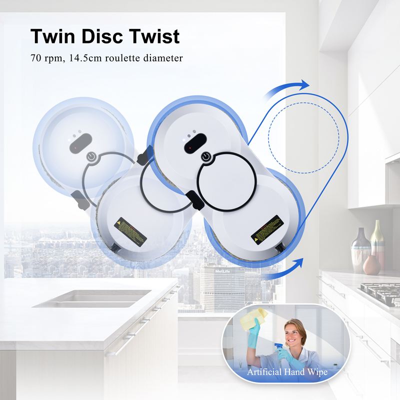 Ultra Thin Edge Detection Glass Cleaning Robot 80W 240v Water Jet Vacuum Cleaner