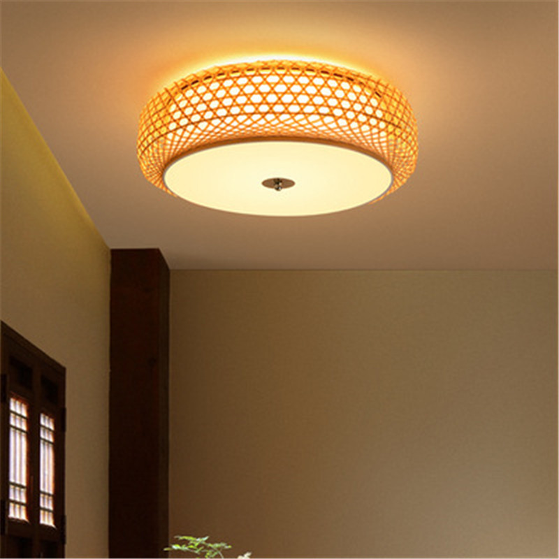 Bamboo Wicker Rattan Lantern Shade flush mount ceiling light(WH-WA-40)