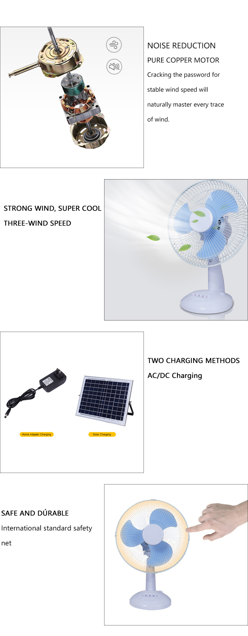 15W Solar Powered Outdoor Fan 3 Gears Adjustment For Home Pedestal Fan