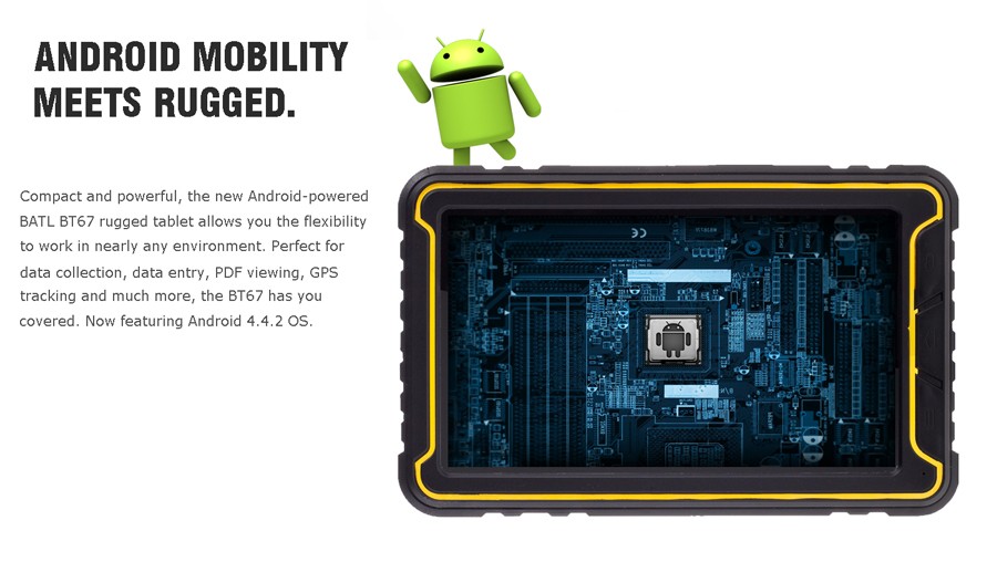 CZ484 BATL BT67 450nits rugged android tablet laptop 1GB+16GB EMCP, ip67 nfc computer