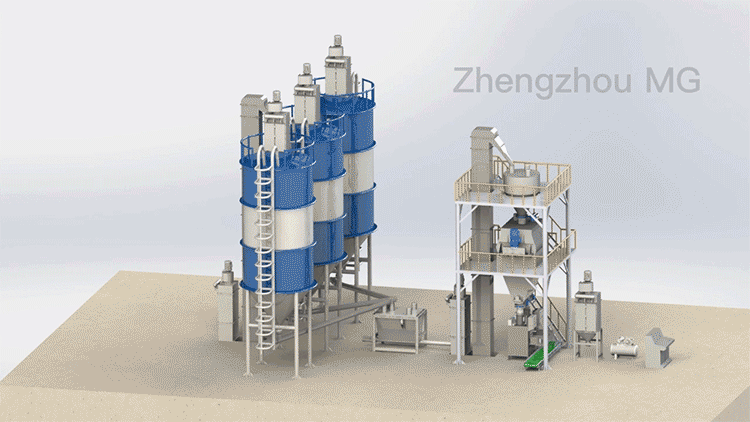 Dry Powder Mortar Production Line Wall Putty Sand Cement Mixing Equipment Ceramic Tile Adhesive Making Machine