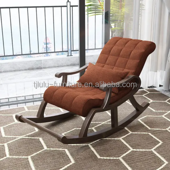 Comfortable Wood Furniture Lazy Recliner Lounge Chair for Relaxing and Balancing in Leisure Chair Style Living Room