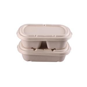 China 750ml 2 Compartment Biodegradable Pulp Food Containers Microwaveable on sale