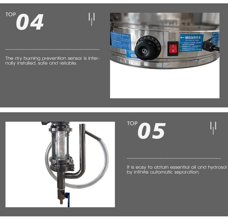 Essential Oil Extractor Distillation Vacuum Steam Stainless Steel 25L