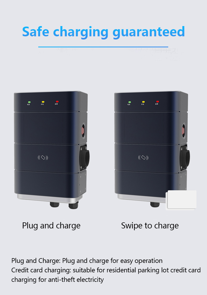 Level 2 32A LED LCD AC EV Charger Station 7KW Single Phase GBT Connection