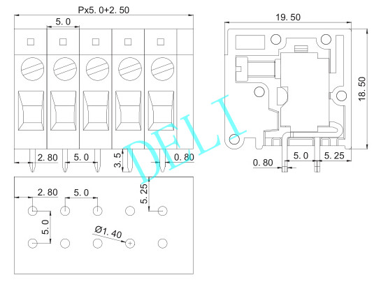 PCB Mount Screw Terminal Block Connector 5.0mm 7.5 Pitch DL105R-XX-5.0/7.5