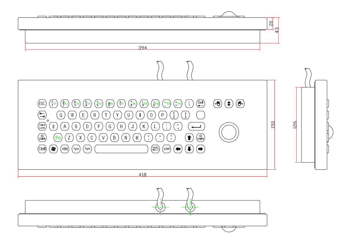 Stainless Steel 68 Key Keyboard , Ip67 Waterproof Computer Keyboard