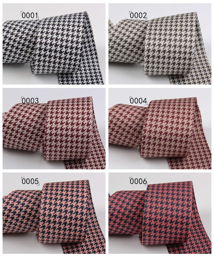 40mm Double Face Polyester Hound Stooth Ribbon for Ribbon Bow Making and Garment Decoration