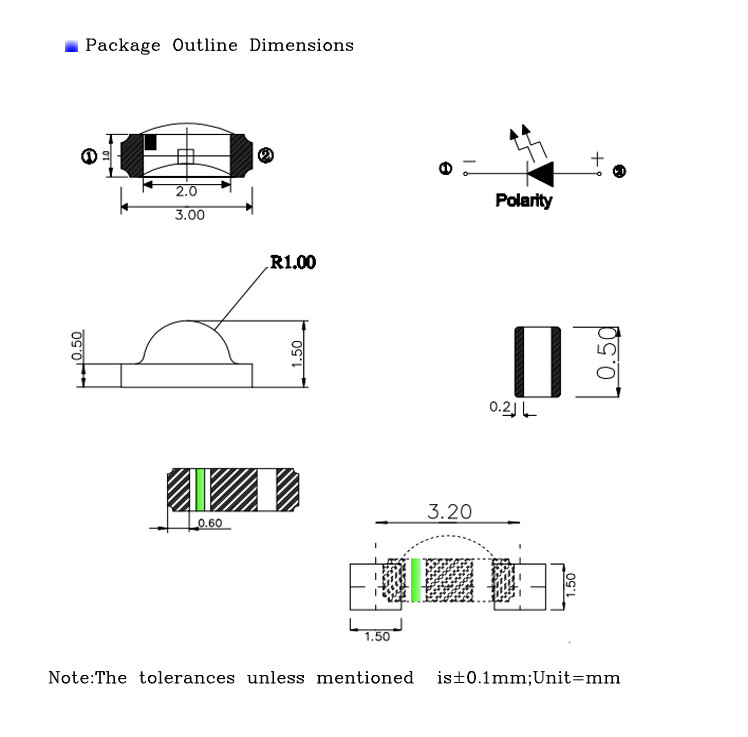 0.06W 1206 Side View SMD LED 1204 Warm White For Outdoor Lighting