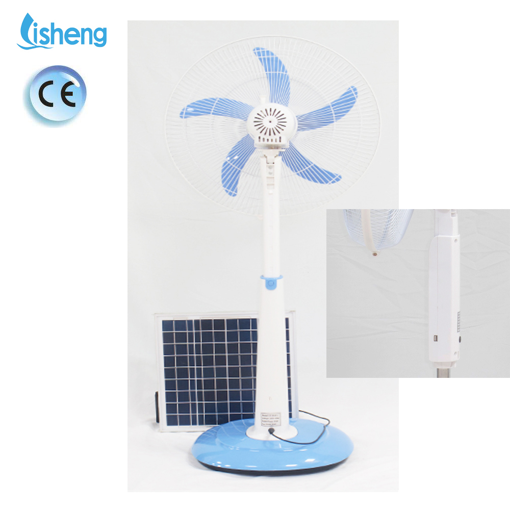 Household 12V DC Fan 16 Inch Rechargeable Stand Fan With LED Light And Charging Battery