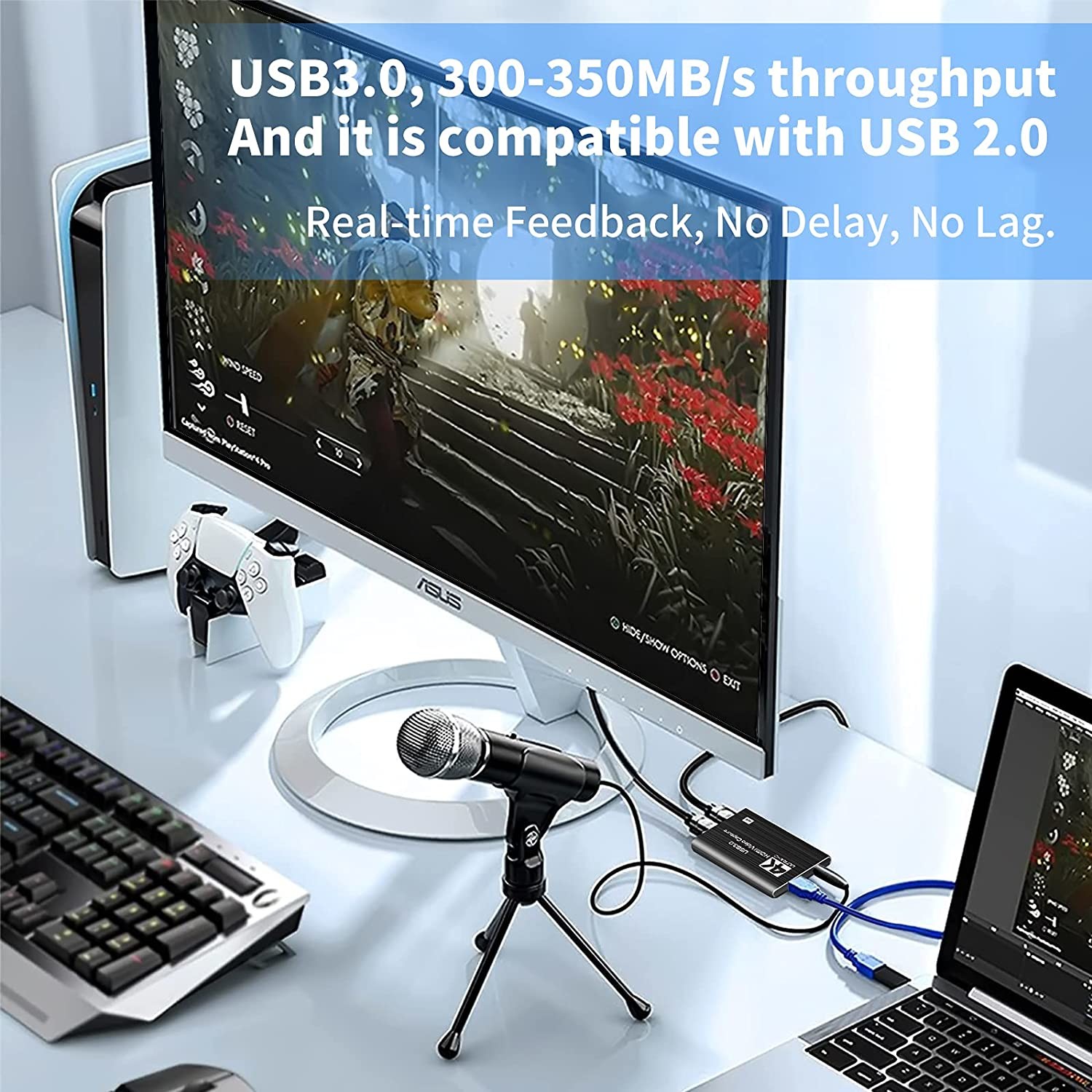 4Kp60 Audio Video Capture Card , USB3.0 1080P 60fps Portable Video Converter