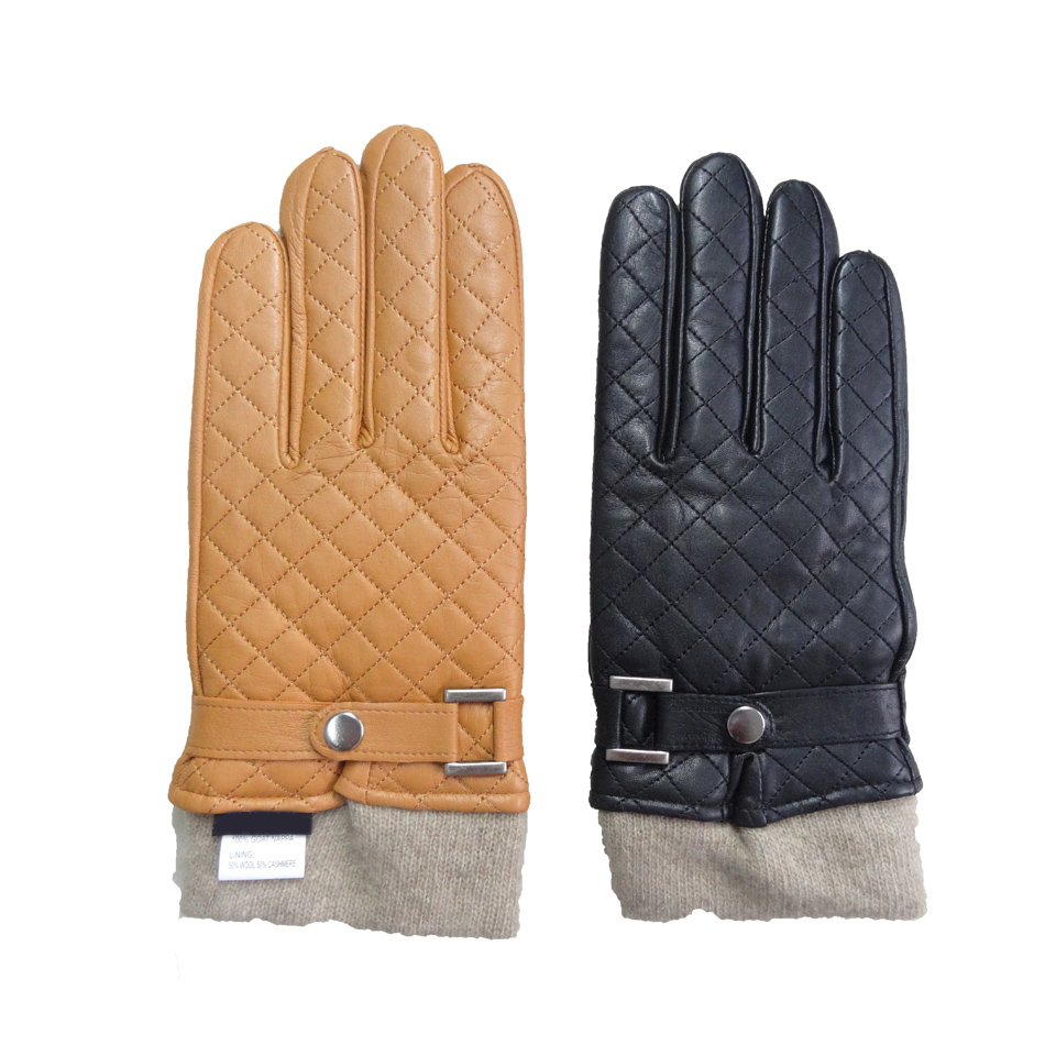 Dobby Style Mens Black Leather Gloves , Mens Leather Dress Gloves With Belt