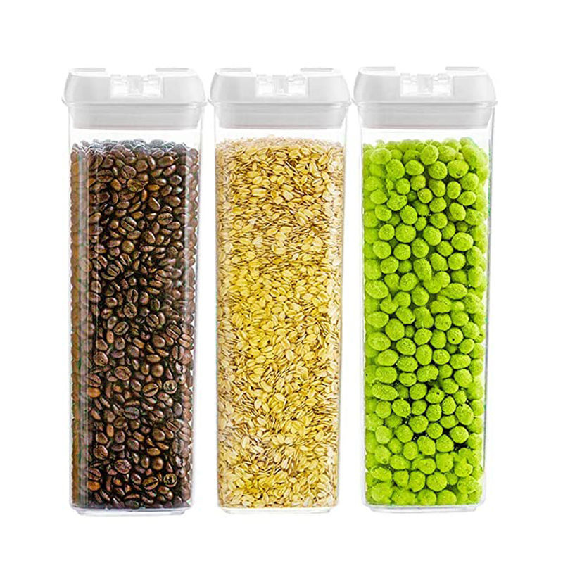 Eco-Friendly BPA Free 3 Piece 1.9L Set Plastic Airtight Food Storage Container with Easy Lock Lids