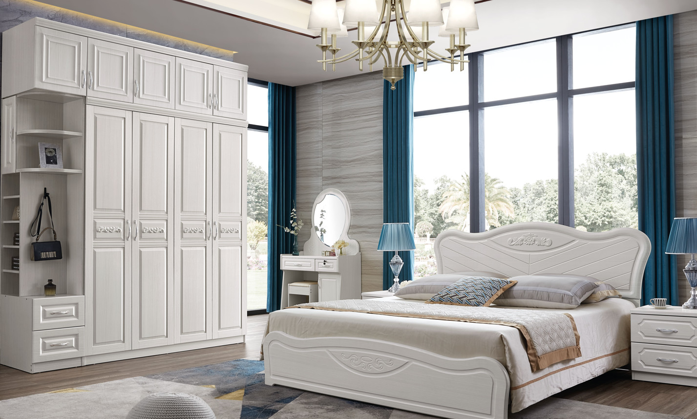 Sturdy Small White Wooden Wardrobe With Drawers Height 3m ISO9001 Durable
