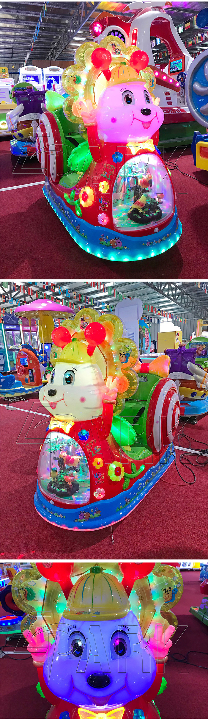 Cute Candy Carton Kiddy Ride Machine With LED Light Environmentally Friendly