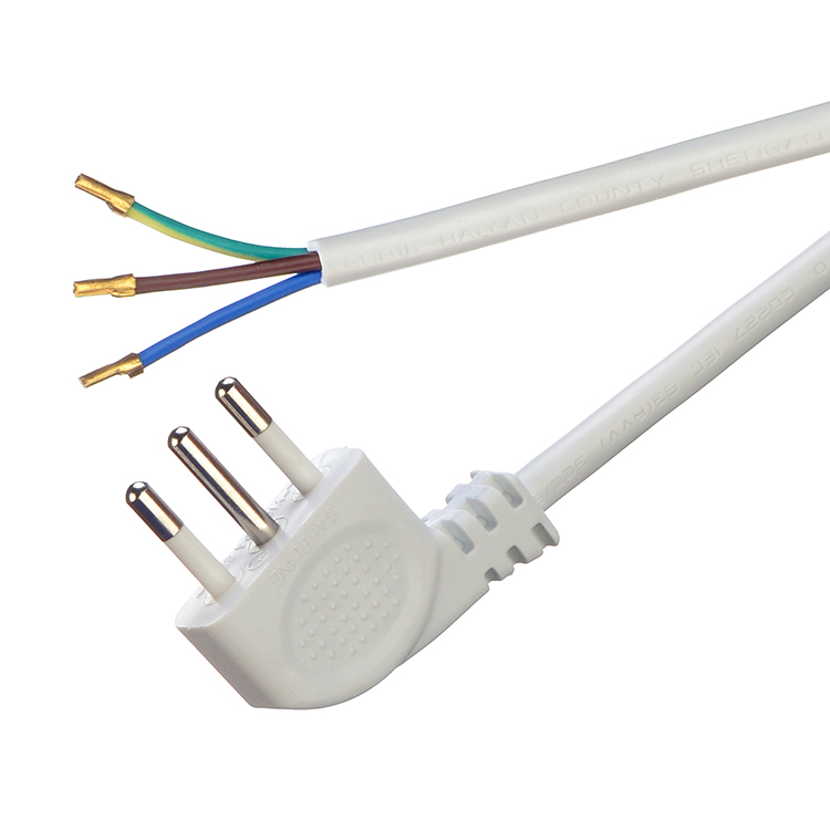 IMQ Standard 3 Pin Angeled 16A Italy White Power Cords H05VV-F 3x0.75MM² with Closed End Crimp Terminal from Trusted