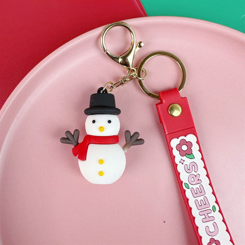 Cute Christmas Silicone Bag Pendant Keychain Soft Kawaii Car Key Chain Charms For Women Men Christmas Birthday Kid Gifts