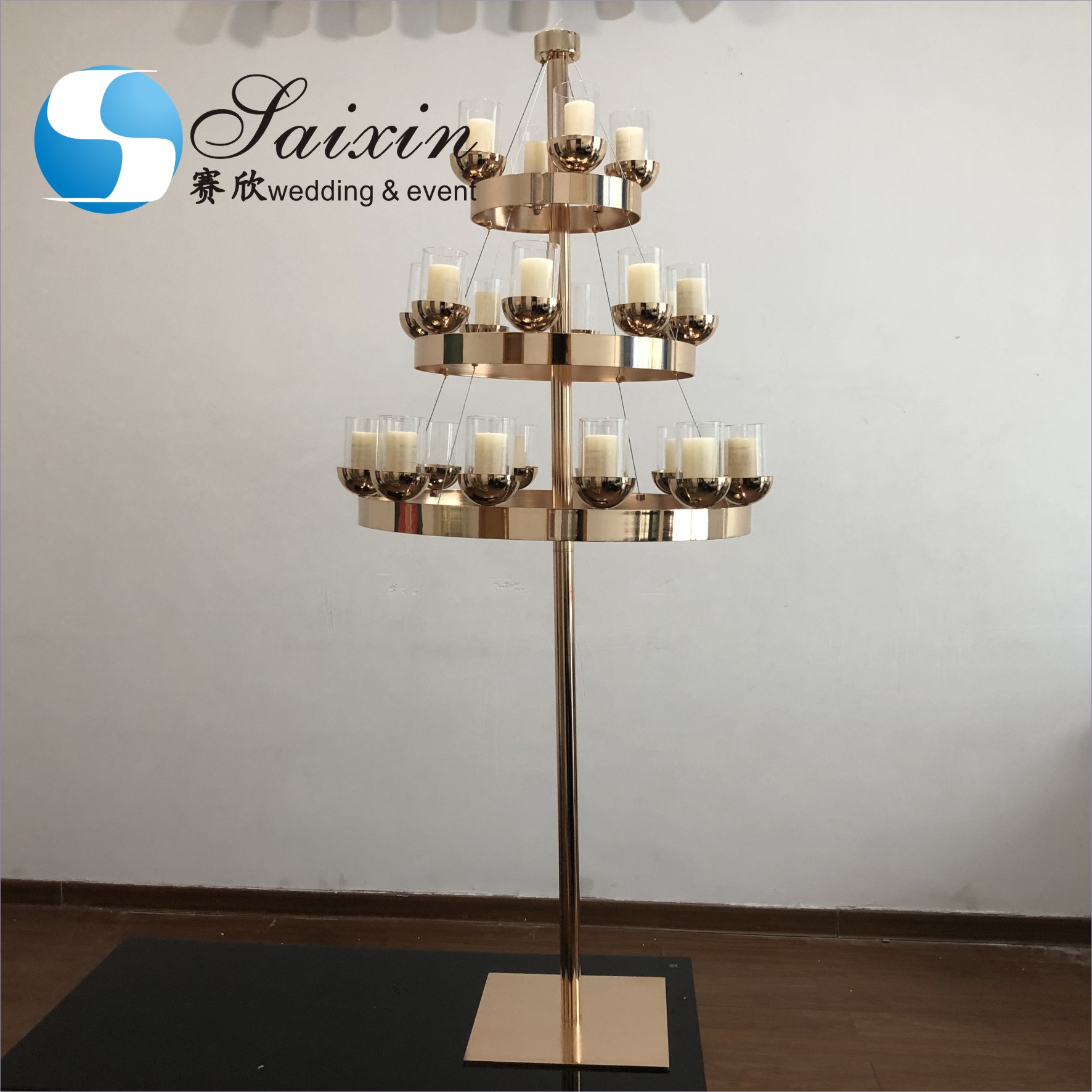 ZT-407C Wedding event centerpieces rhombic clear acrylic stand with crystal lighting chandeliers