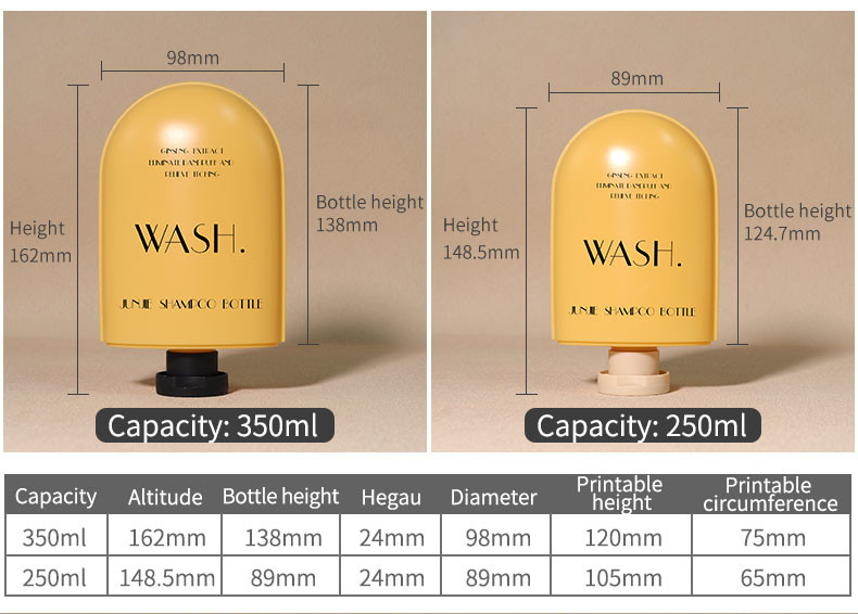 Customized 350ml 250ml HDPE Plastic Special Shampoo Bottle Eco-Friendly Body Wash Pump Bottle