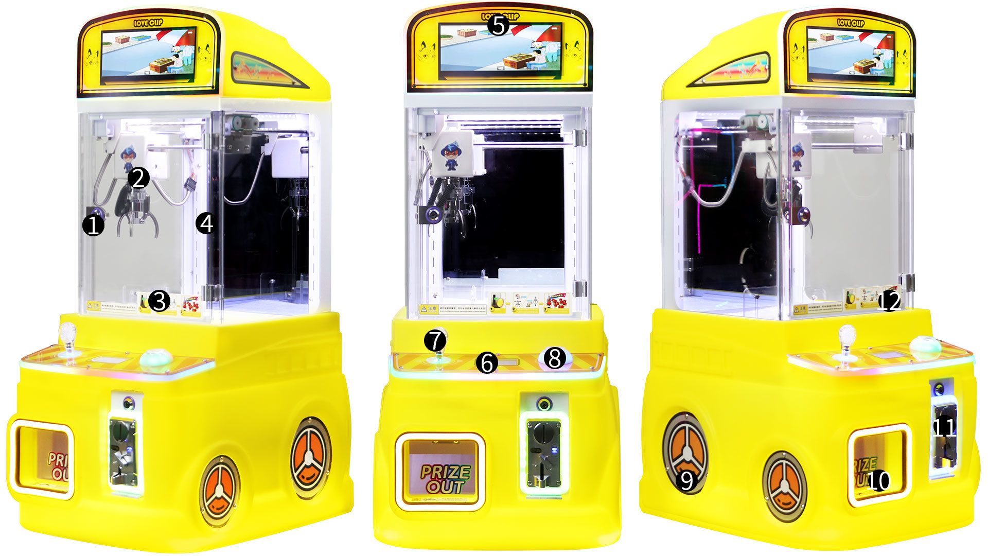 Yellow Mini Claw Machine Automatic Vending Machine Plush Toy Children's Arcade Machine