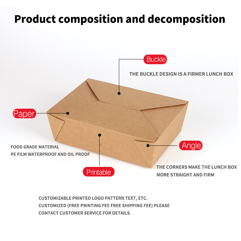 Disposable Custom Food Boxes Tornable Edge Design Built In Lamination Leak Proof
