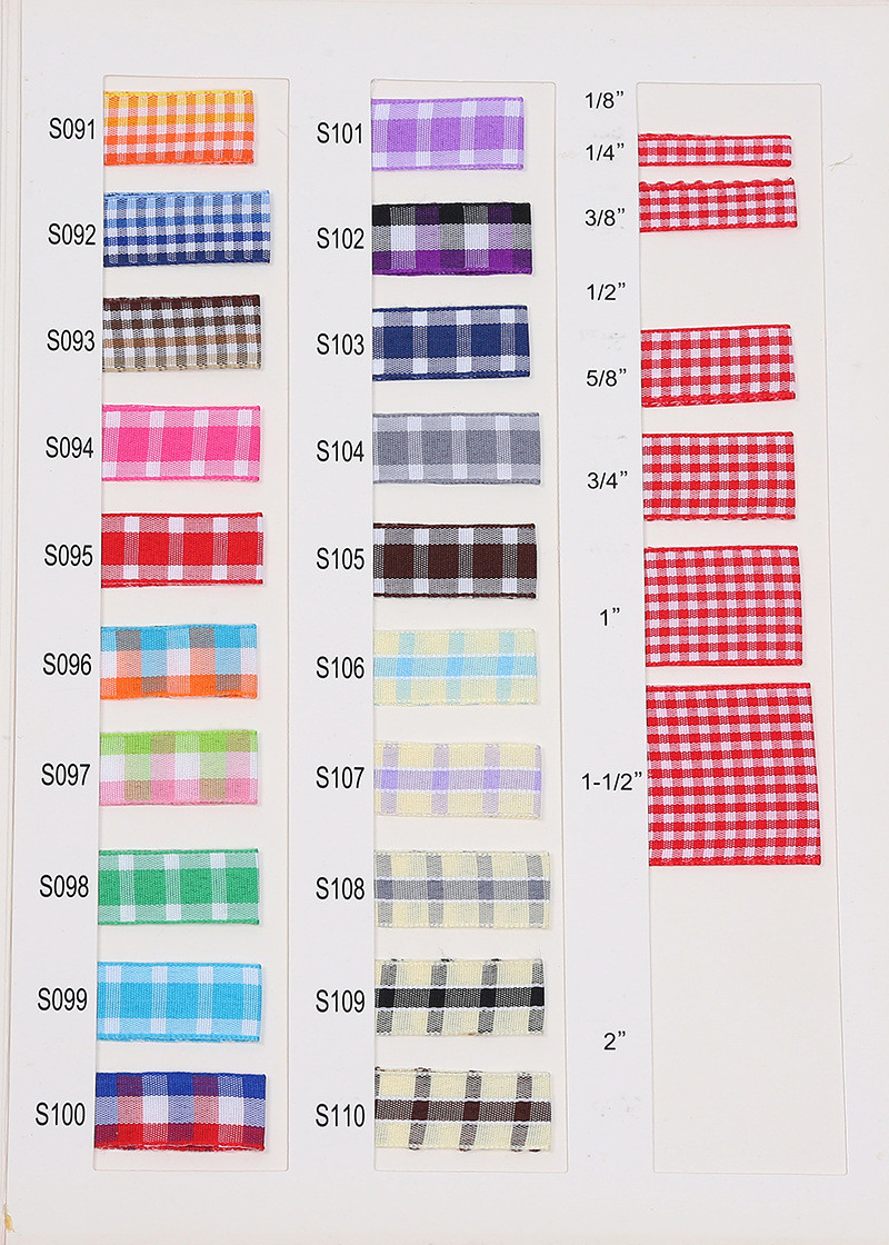 2.5cm Polyester Plaid Ribbon for Gift Packing and Chocolate Box Ribbon Bow Decoration