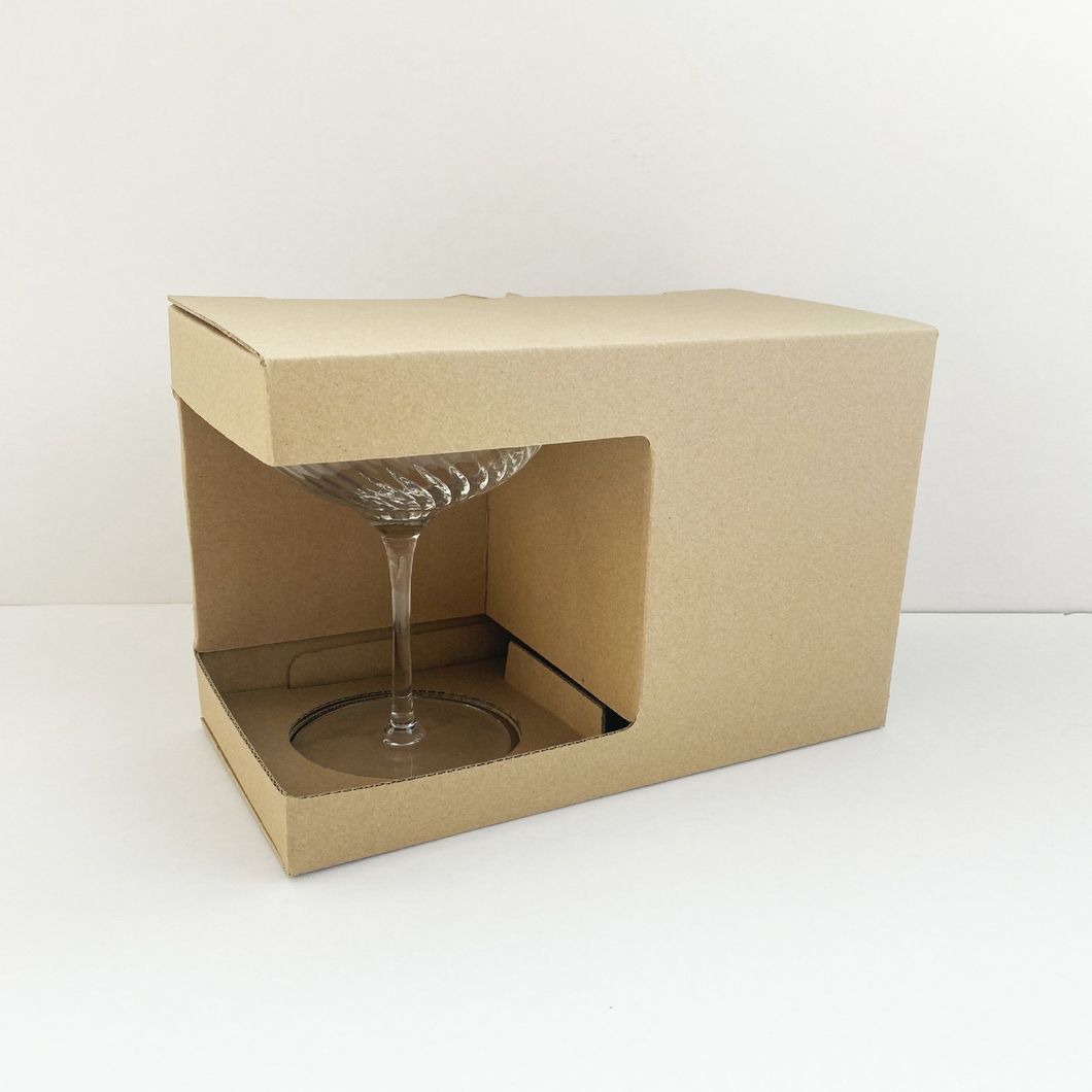 Customized Printing Kraft Paper Brown White Packaging Fashion Packing Cardboard Corrugated Display Case Gift Carton Box for Champagne Glass Mug