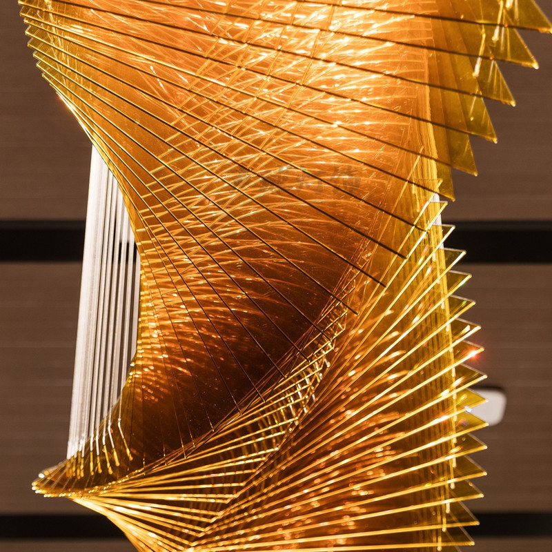 Wave Shaped Hotel Lobby Banquet Exhibition Hall Chandelier Art Custom Engineering Lamp