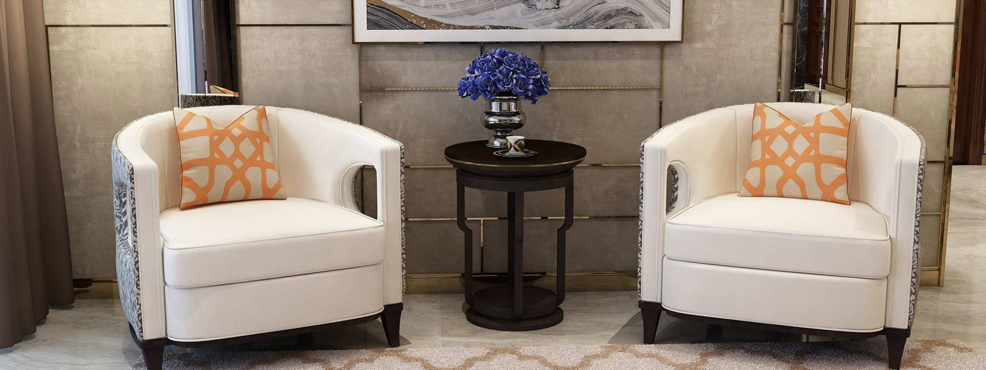 Hotel Lobby furniture modern Chinese style Solid wood Sofa set used Grey fabric cloth seating