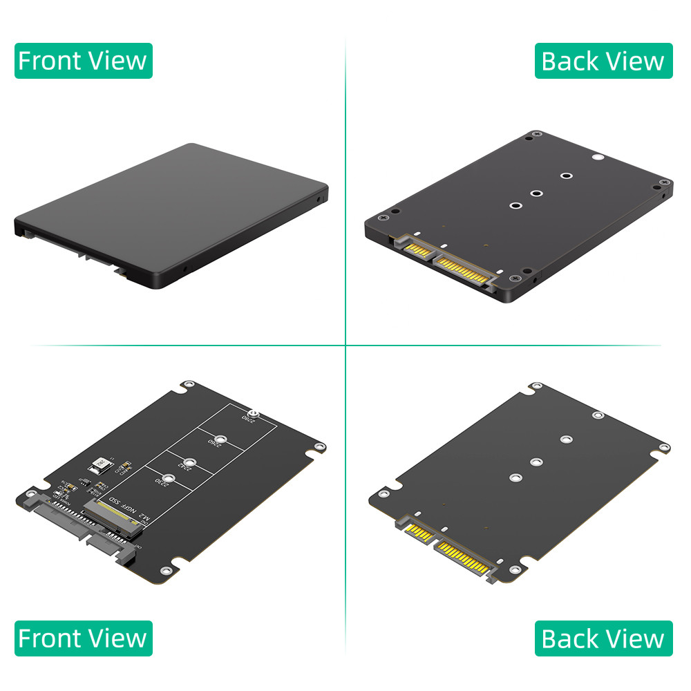 M.2 SSD to 2.5 SATA Enclosure, B & M Key SATA SSD Converter to 2.5 Inch SATA 3.0 Card with 7mm Plastic Case