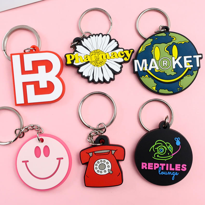 Soft Pvc Keychain 2D 3D Custom Logo Rubber Anime Promotional Key Rings