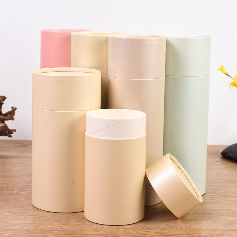 Cute Fancy Art Paper Round Tube Cylindrical Corrugated Paper Tea Coffee Nutrition Facial Creams Paper Jar Tube