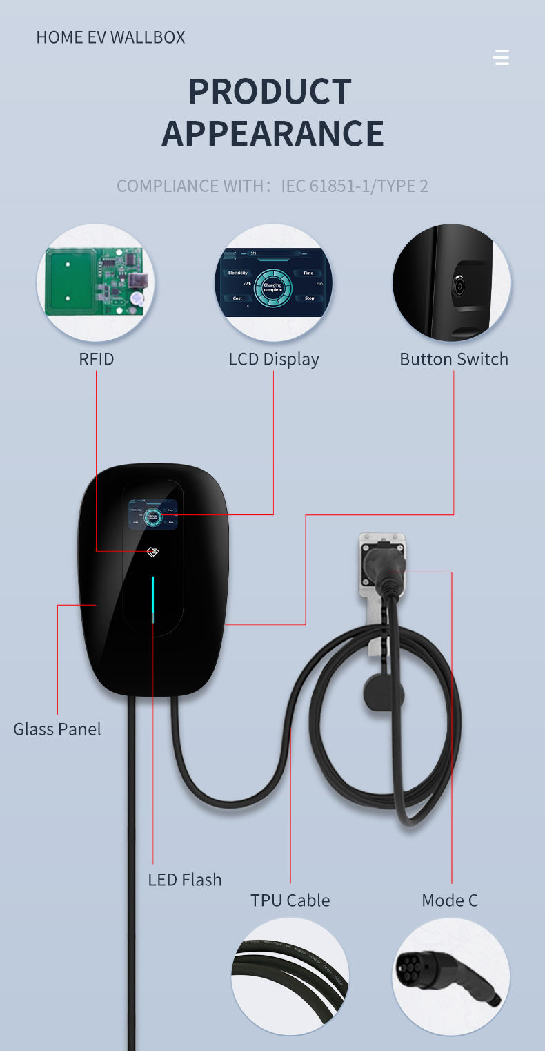 APP WIFI EV Car Charger 16A 32V 22kw Wallbox Home Car Charging Station