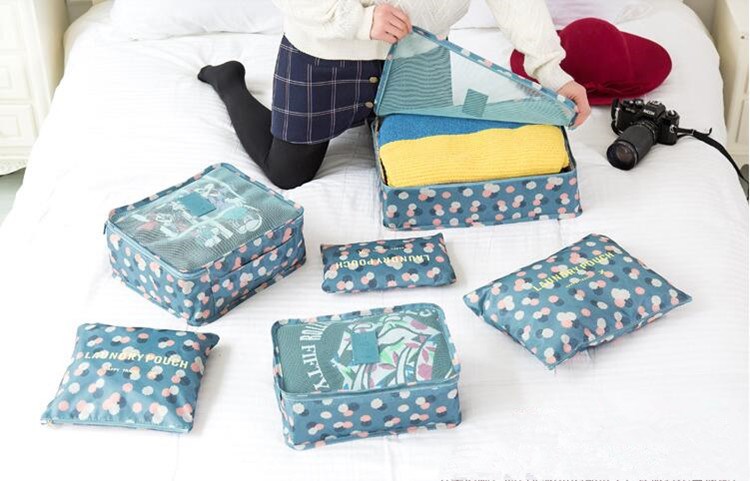 6 Pieces Polyester Travel Laundry Bag For Shoes Clothes
