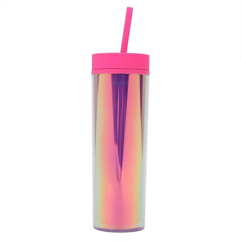 Strata Cups Skinny Tumblers 16oz Matte Colored Acrylic With Lids And Straws