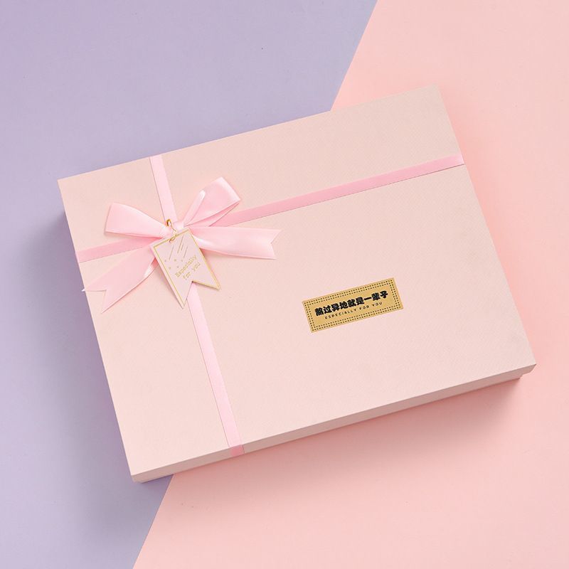Ribbon Bow Tie Lid and Base Carton Box, Luxury Gift Paper Packaging Boxes