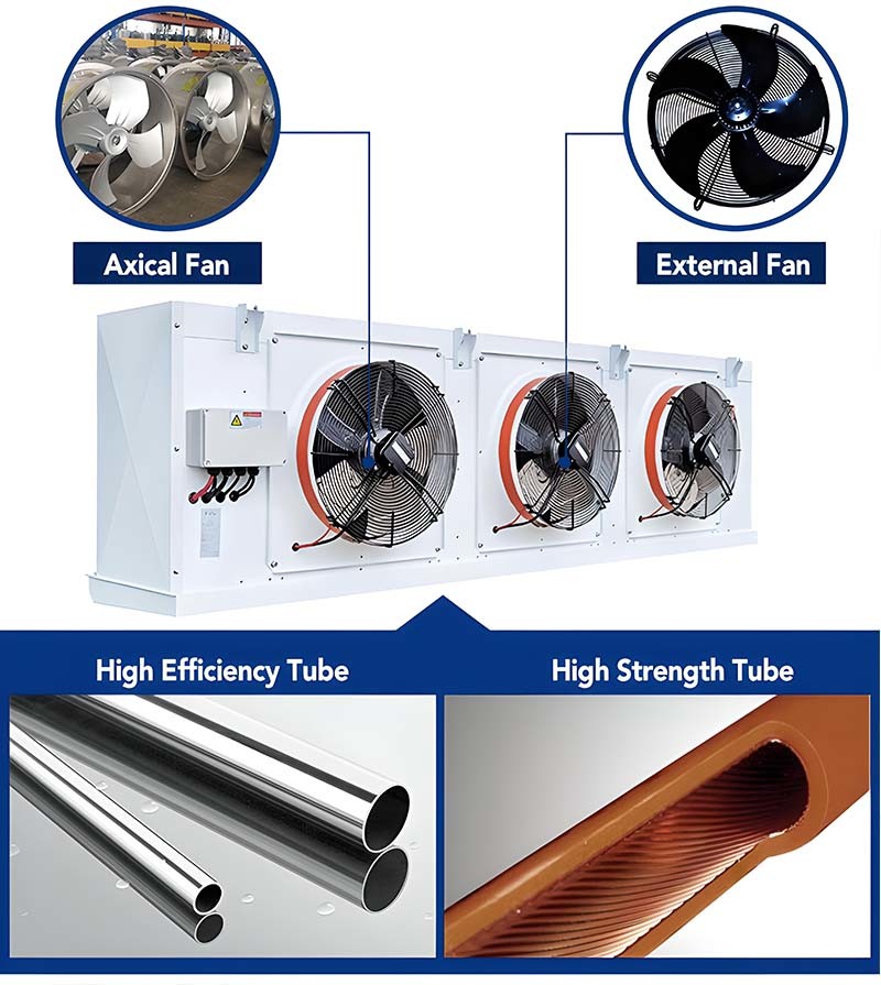 Tray Controls Cold Storage Evaporator , Air Freezing Chamber Room Evaporator