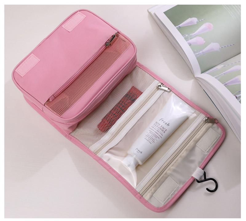 Waterproof Depth 10cm Cosmetic Makeup Bag With Plastic Hook