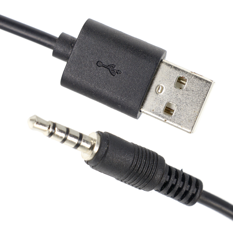 Custom 3ft 3.5mm Male Aux Audio Jack to USB 2.0 Male Data Charger Cable for car speaker