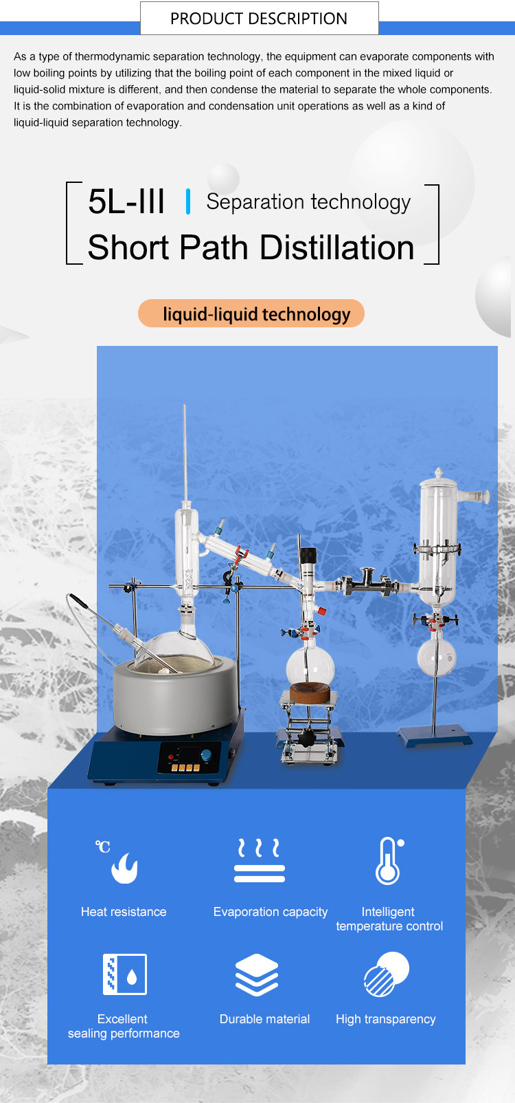 10L 20L Cbd Short Path Distillation Unit Corrosion Resistance