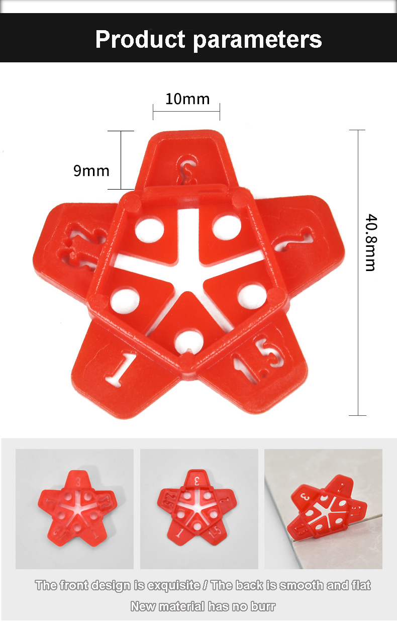 Star Multi Size Tile Spacer, Star Multifunction Tile Clips, Five Size Spacers Tile leveling System Tiling Tool