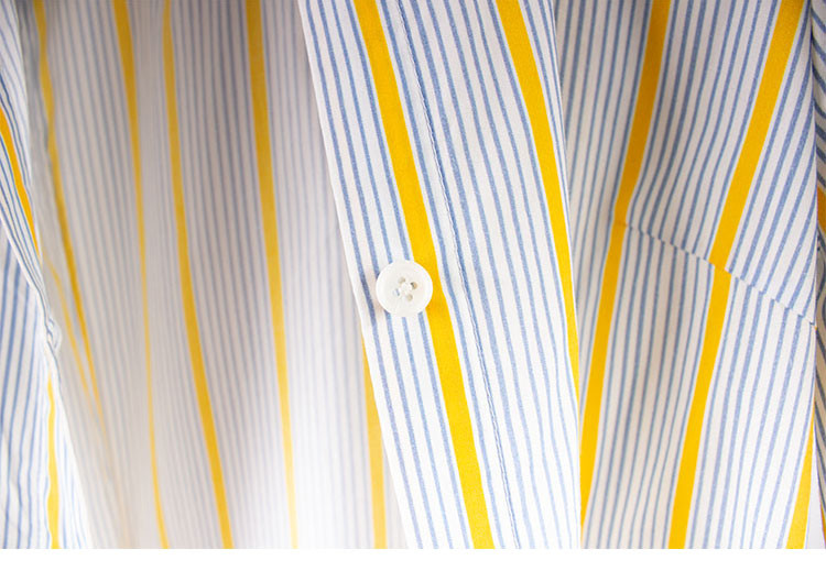 Organic Cotton Stripe Shirt Short Sleeve Midi Dress