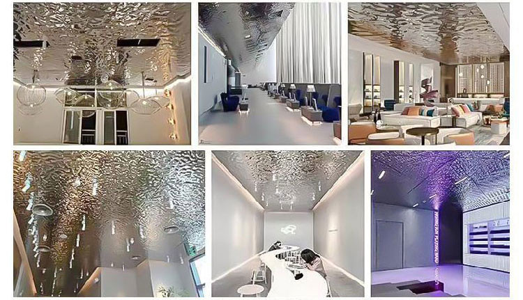 0.25mm Gold Color Water Ripple Stainless Steel Sheet Customizable Size Color Decorative Ceiling Panels