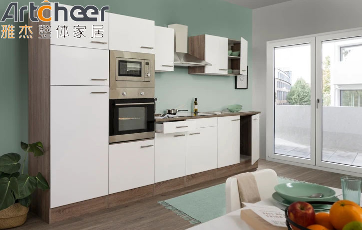 Modern Style Melamine Finish Plywood Carcase Kitchen Cabinet with Tall Cabinet Unit