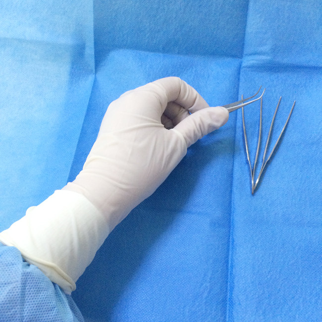 Natural White Sterile Latex Surgical Gloves Left / Right Hand With Rolled Rim