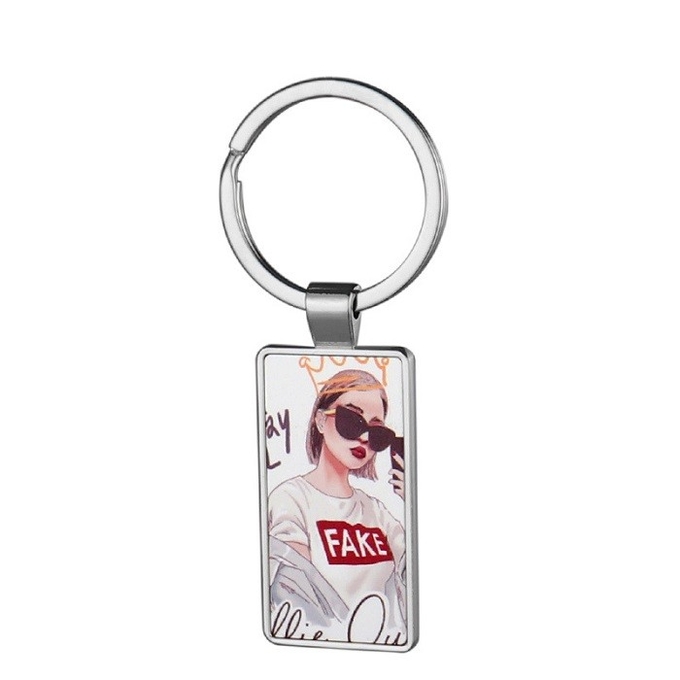 Sublimation DIY Manual Souvenir Rectangle Metal Sublimation Keyring For Sublimation Photo Transfer Printing