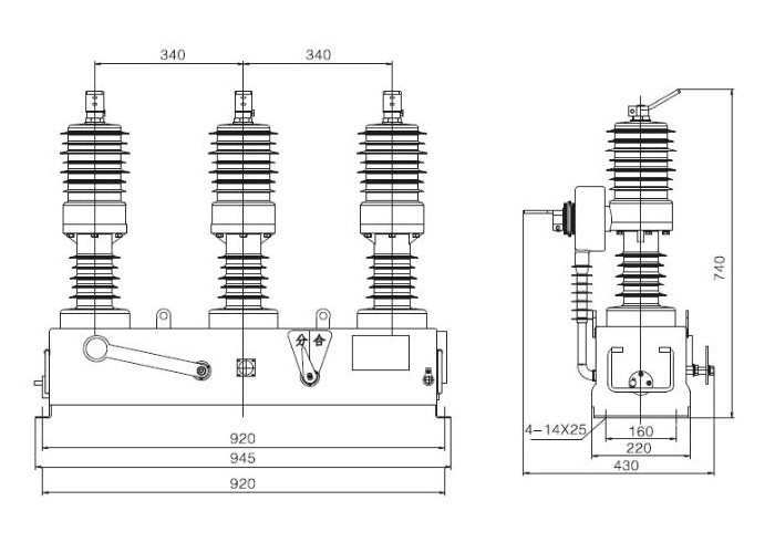 Pillar Type Vacuum Circuit Breaker Outdoor High Voltage 12kv Frequency 50HZ