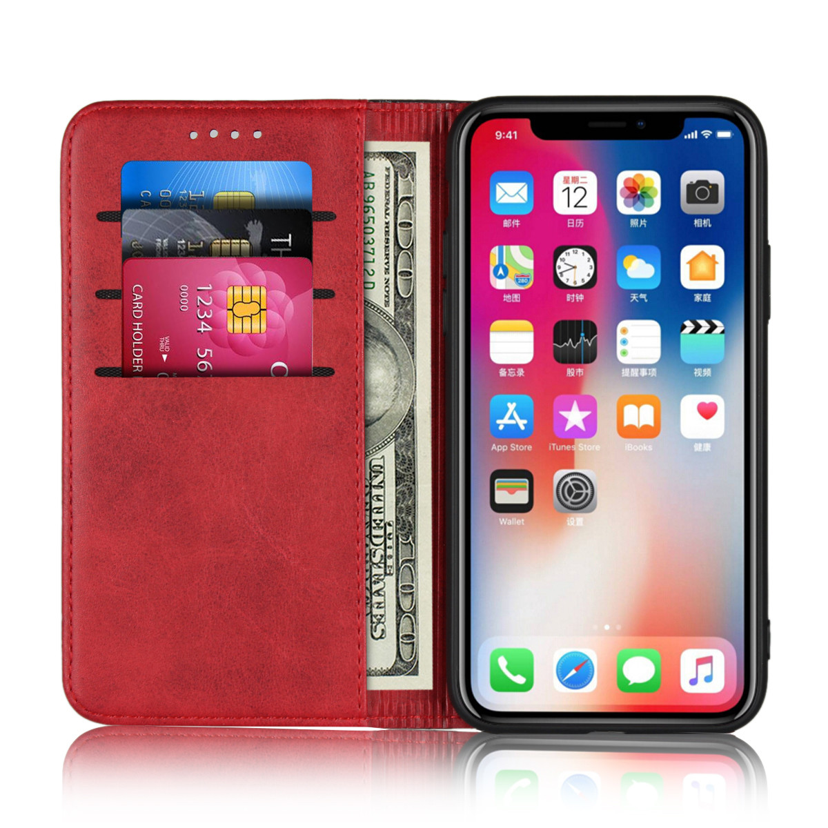 iPhone XS Wallet Case, Assorted Color Flip Cover[Kickstand Feature] For Apple iPhone 6,7,8,X,XS,XS MAX,XR