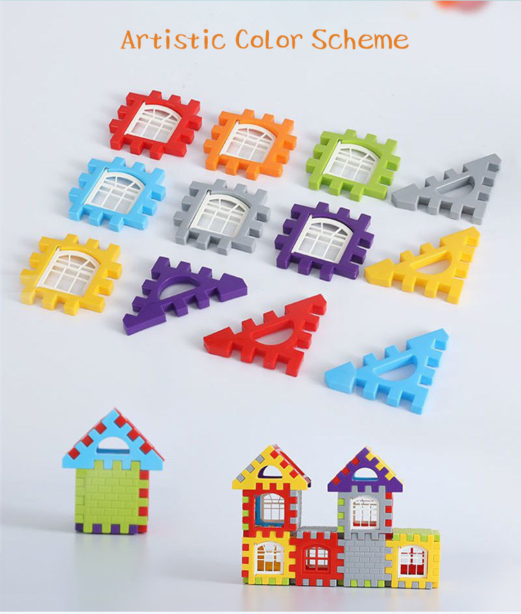 PP Plastic Assemble Bricks Creative DIY Toy for Early Education Cognition Developing Children's House Building Blocks