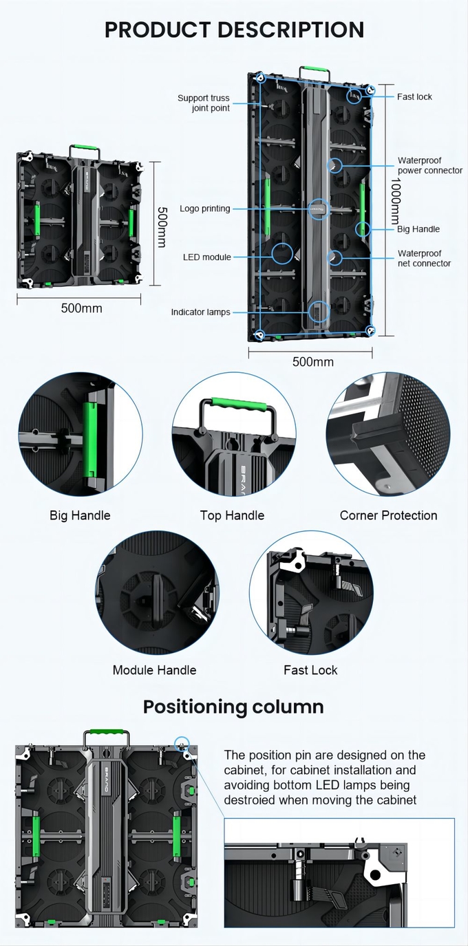 Exterior Stage Outdoor Rental Led Display Screen Panel 500*1000mm P4.8 0